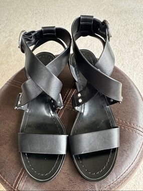 Banana Republic Black Crisscross Ankle Strap Sandals